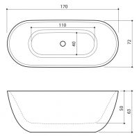 Ванна из искусственного камня Balteco Halo. Размер: 170x72 схема 2