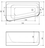 Ванна из искусственного камня Balteco Gamma 150 150х62/85 схема 2