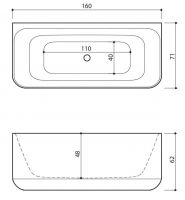 Ванна из искусственного камня Balteco Gamma 160 160x71 схема 2