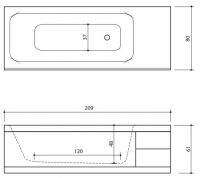 Ванна из искусственного камня Balteco Integra 210 209x80 схема 2