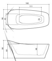 Ванна из искусственного камня Balteco Mezzo 182x86 схема 2