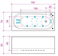 Гидромассажная ванна Balteco Modul 15 150x70 схема 3