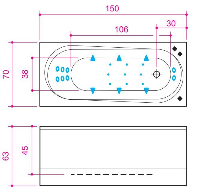 Гидромассажная ванна Balteco Modul 15 150x70 схема 3