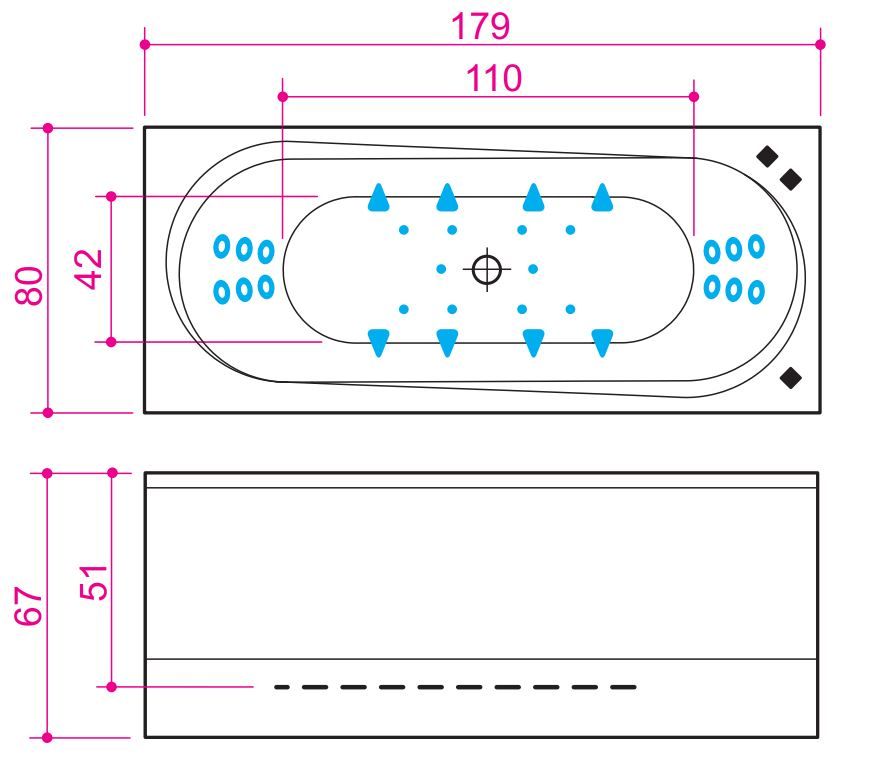 Гидромассажная ванна Balteco Modul 18 179x80 схема 3