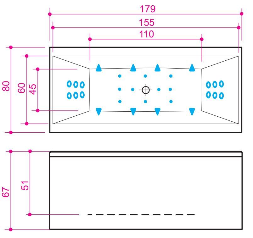 Гидромассажная ванна Balteco Roma 179x80 схема 2