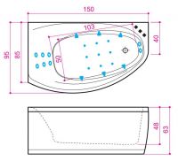Комбинированная ванна Balteco Eclipse 15 с хромотерапией 150x95 схема 2
