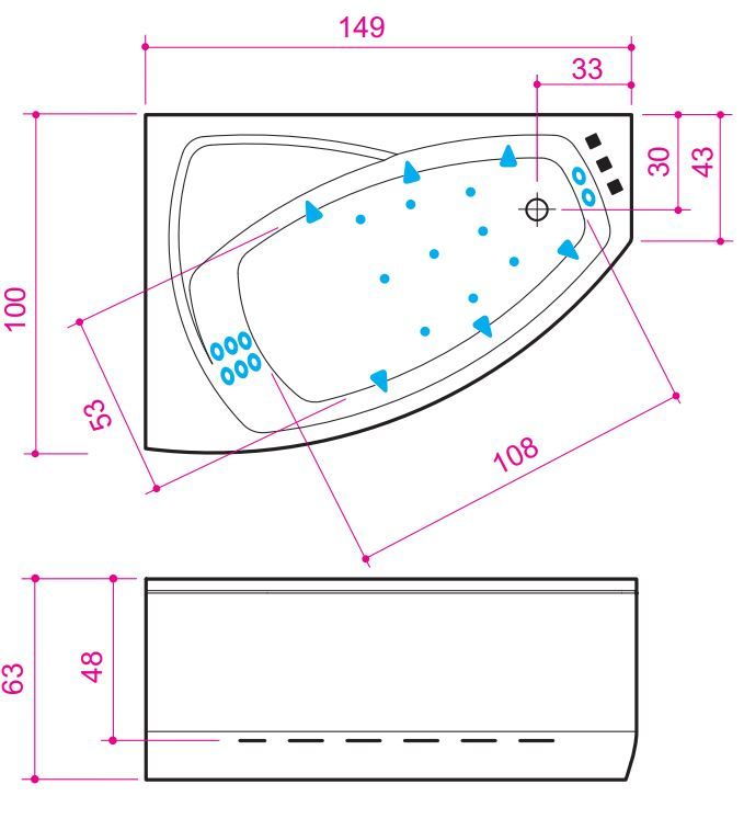 Гидромассажная ванна Balteco Rhea 15 149x100 схема 2