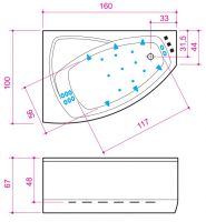 Гидромассажная ванна Balteco Rhea 16 с подсветкой 160x100 схема 2