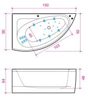 Гидромассажная ванна Balteco Idea 15 с подсветкой 150x92 схема 2