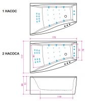 Гидромассажная ванна Balteco Cali 170x117 схема 2