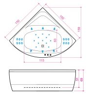Гидромассажная акриловая ванна Balteco Linea 15 150x150 схема 2