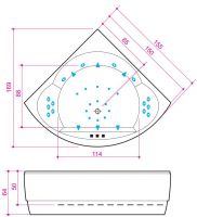 Акриловая ванна Balteco Metro 155x155 с гидромассажем схема 2