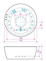 Гидромассажная акриловая ванна Balteco Madonna XL 173x173 схема 3