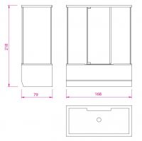 Душевая кабина с ванной и паровой баней Balteco Vario 168х79 схема 2