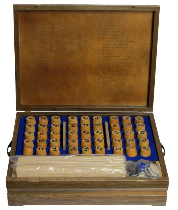 НАСТОЯЩЕЕ "Русское лото" в шкатулке из мореного дуба (высота боченка 5 см)