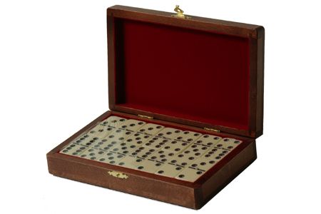 Домино турнирное D6 в деревянной шкатулке с флоком