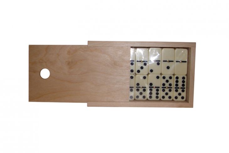 Домино турнирное D6 в деревянном пенале
