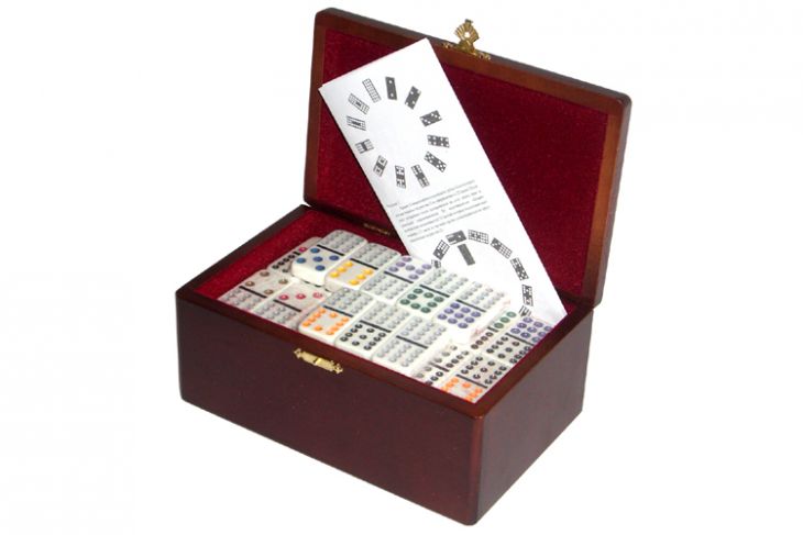 Домино профессиональное D12 в деревянной шкатулке с флоком