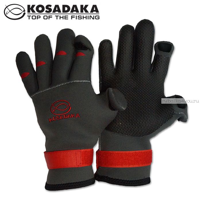 Перчатки неопреновые Kosadaka Sharks Fishing Gloves SK70 / цвет: серый