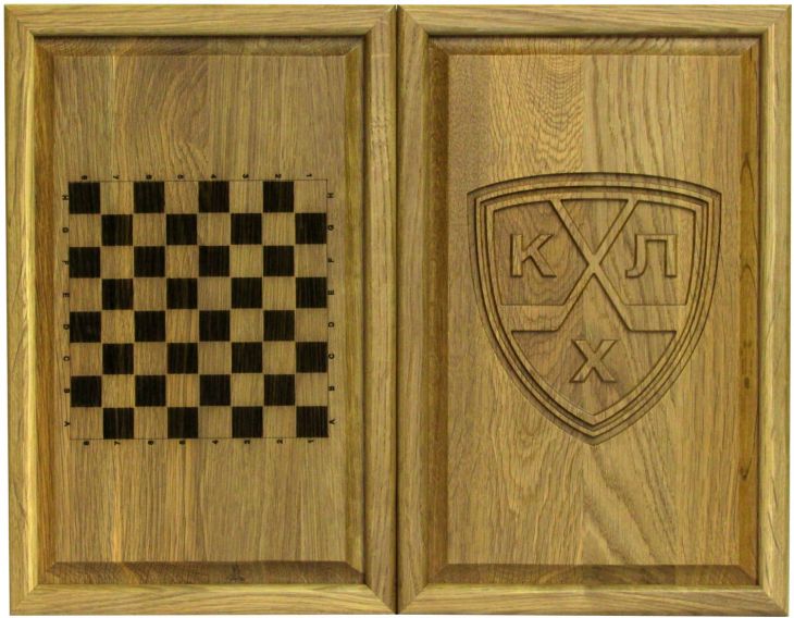 Резные объемные нарды+шашки дорожного размера из массива мореного дуба "КХЛ"