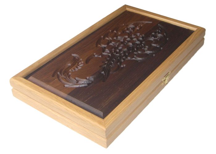 Резные дорожные нарды из массива мореного дуба без ложемента "Скорпион"