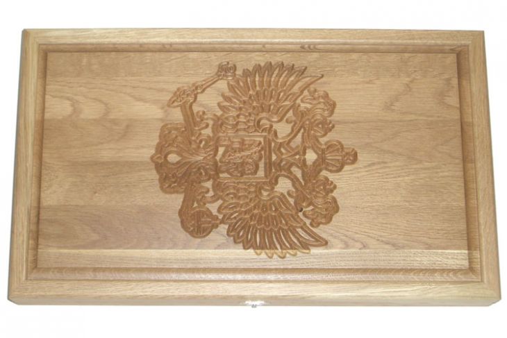 Резные нарды из массива натурального дуба "Россия" с ложементом