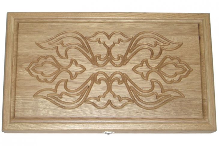 Резные нарды из массива натурального дуба "Саламандра" с ложементом