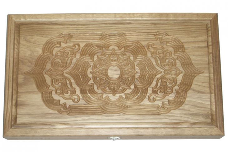 Резные нарды из массива натурального дуба "Сказка" с ложементом