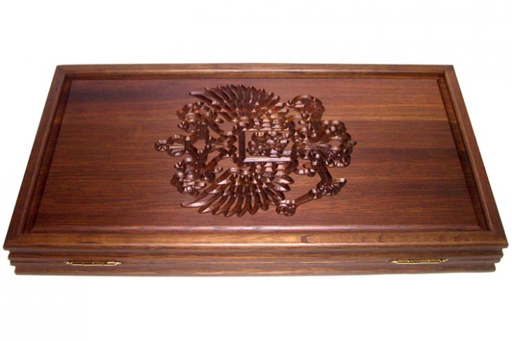 Резные нарды из массива мореного дуба "Россия"