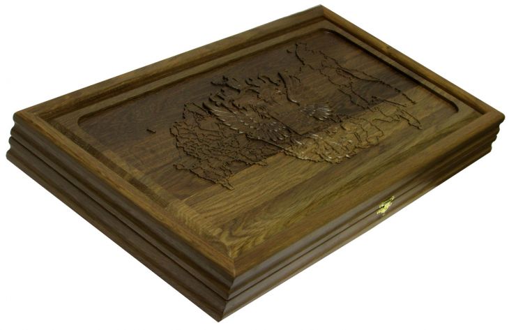 Резные нарды из массива мореного дуба "Россия"