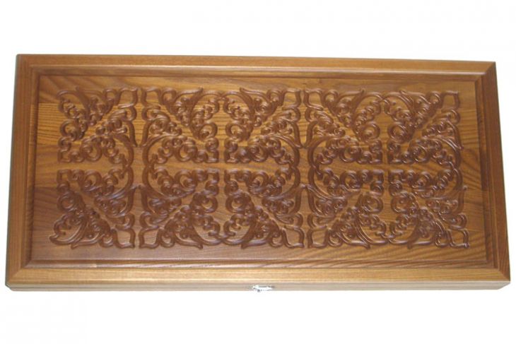 Резные нарды из массива мореного ясеня без ложемента