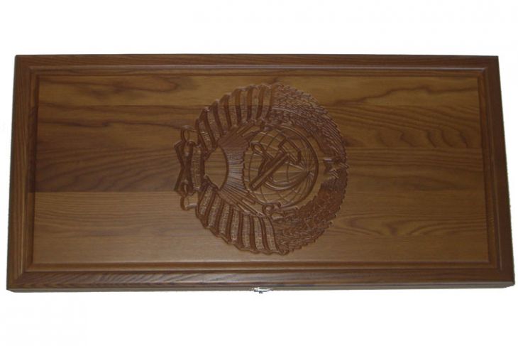 Резные нарды из массива мореного ясеня без ложемента "СССР"