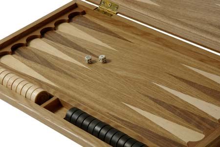 Нарды из дуба с инкрустацией орехом средние (итальянский стандарт)