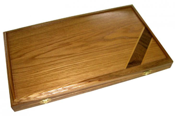 Нарды из дуба с угловой ленточкой орехом (итальянский стандарт)