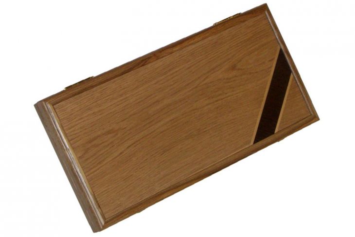 Нарды из дуба с угловой ленточкой орехом (итальянский стандарт) без ложемента