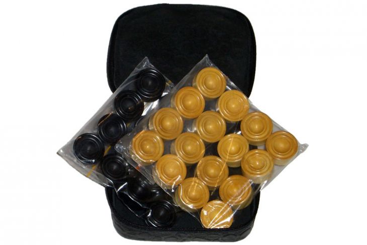 Комплект фишек для игры в нарды в кожаном чехле