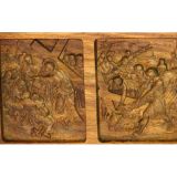 Полка для икон двухъярусная из натурального дерева мореного дуба