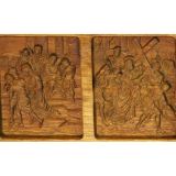 Полка для икон двухъярусная из натурального дерева мореного дуба