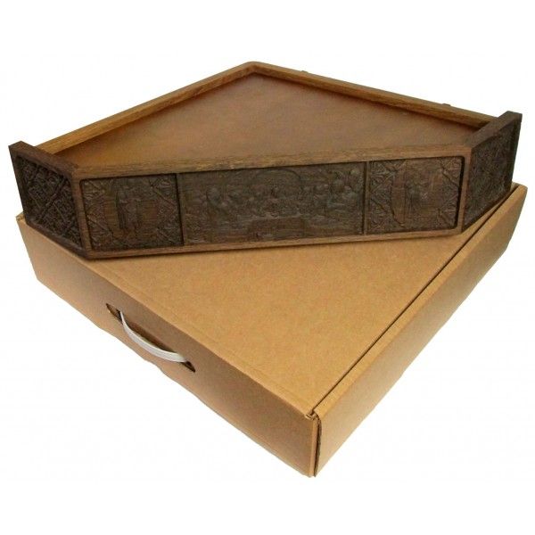 Полка для икон одноярусная угловая "Тайная вечерия", 40*40*10 см из мореного дуба (Россия)