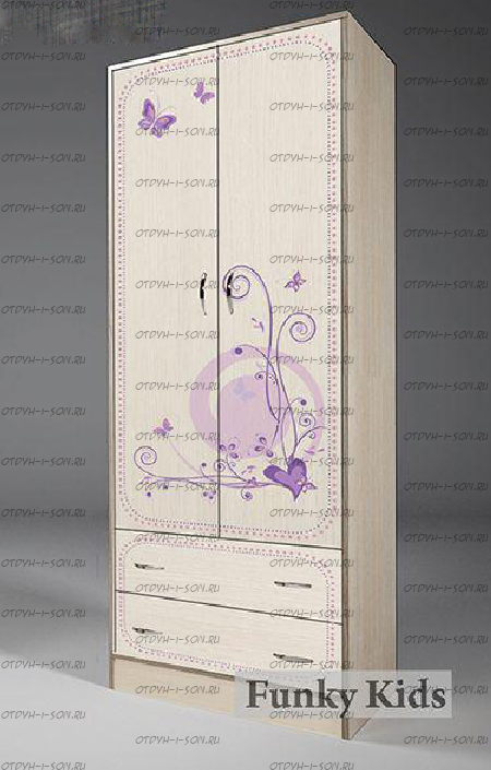 Шкаф 2-дверный с ящиками 13/3 Фанки Лилак (75х52х200)