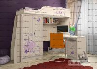 Кровать-чердак 4/1 со столом 13/1 Фанки Кидз Лилак