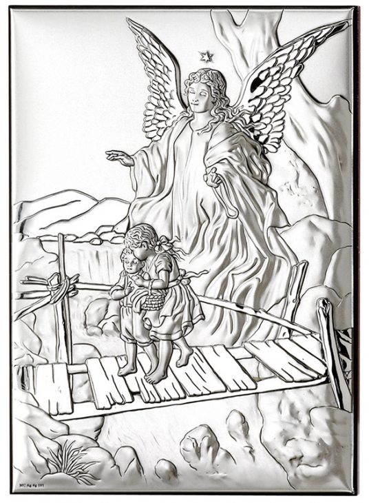 Серебряная миниатюра "Ангел Хранитель" (Италия)