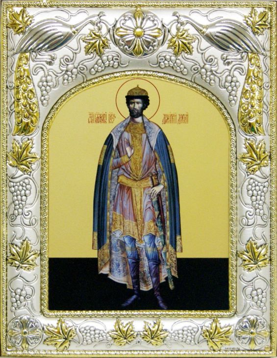 Серебряная икона именная Дмитрий Донской (гальванопластика, 14*18 см, Россия-Италия)