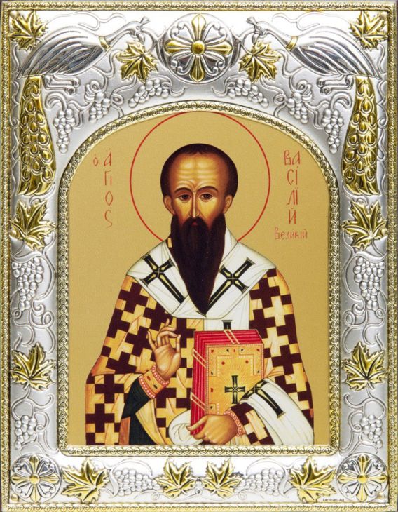 Серебряная икона именная Василий Великий (14*18 см, гальванопластика, Россия-Италия) Серебряная икона именная Василий Великий (14*18 см, гальванопластика, Россия-Италия)