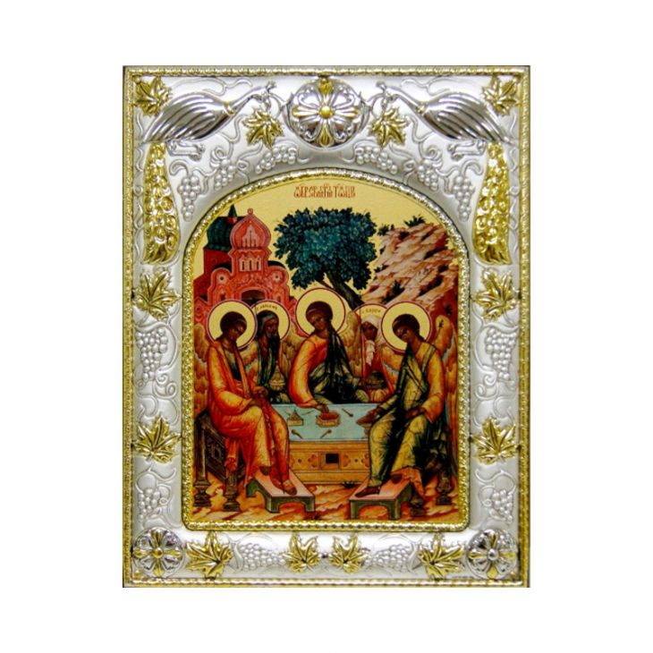 Серебряная икона Святая Троица (14*18 см, гальванопластика, Россия-Италия)