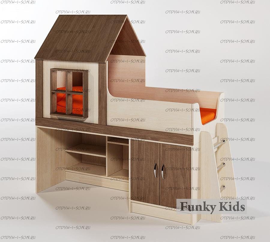 Кровать-чердак Фанки Кидз Домик, арт. 6/2 (70х160)