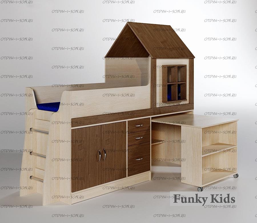 Кровать-чердак Фанки Кидз Домик, арт. 10/2 (80х190)