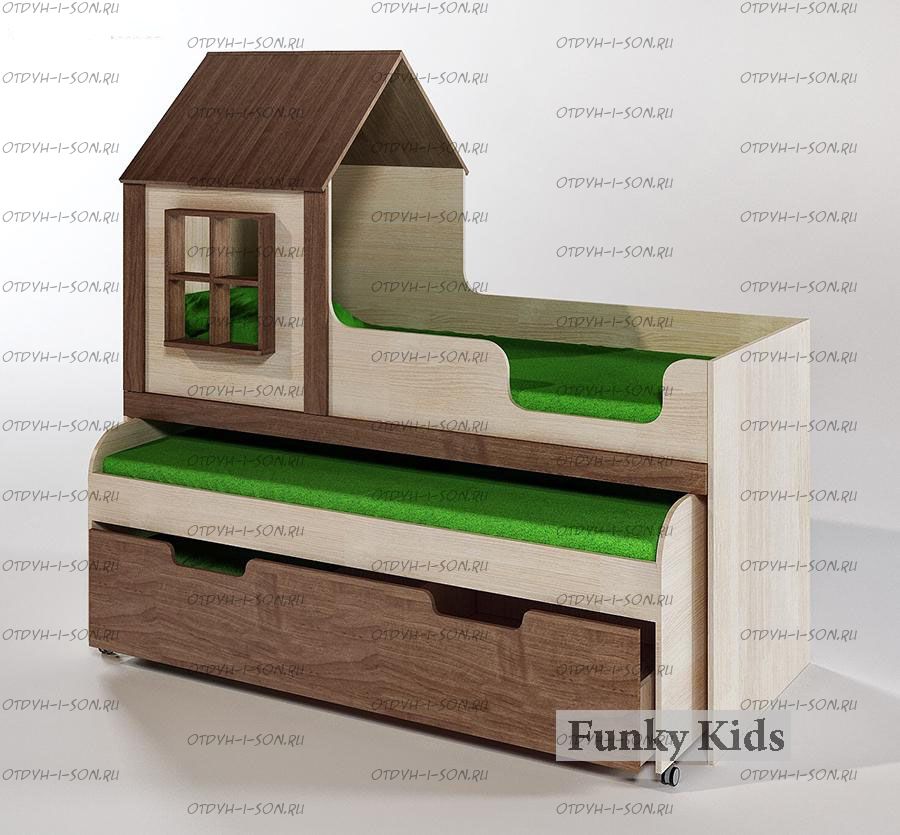 Кровать двухъярусная Фанки Кидз Домик, арт. 8/2 (80х190+80х200)