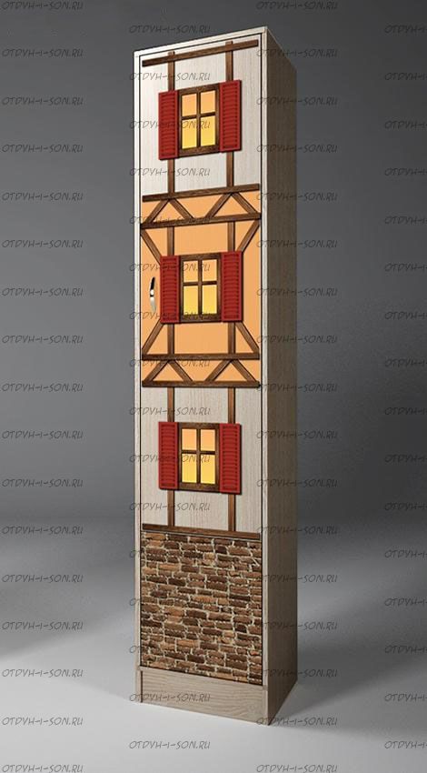 Шкаф-пенал узкий Фанки Кидз Домик, арт. 13/10 (39х52х200)