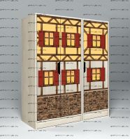 Шкаф 3-дверный низкий Фанки Кидз Домик, арт. 23/4+23/5 (99х52х131)